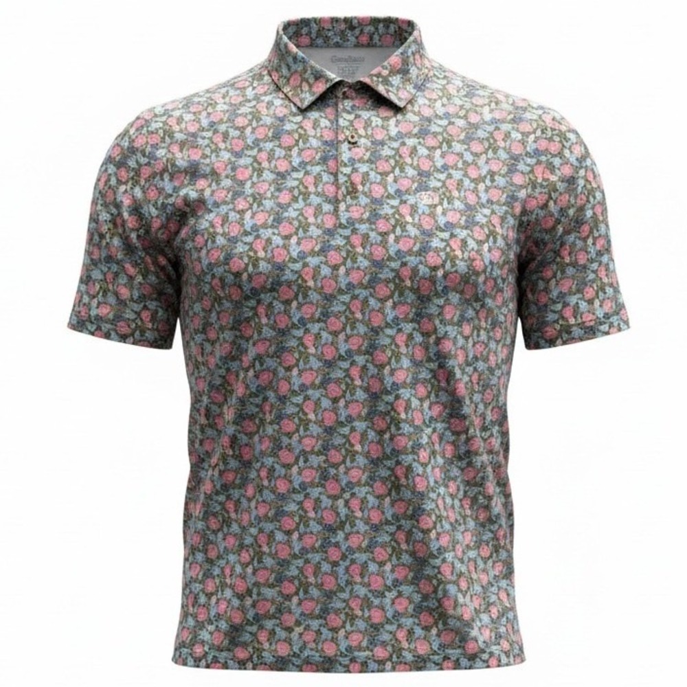 GOOD GOOD GOLF Through The Green Polo Shirt Men's XL Floral Print Short Sleeve